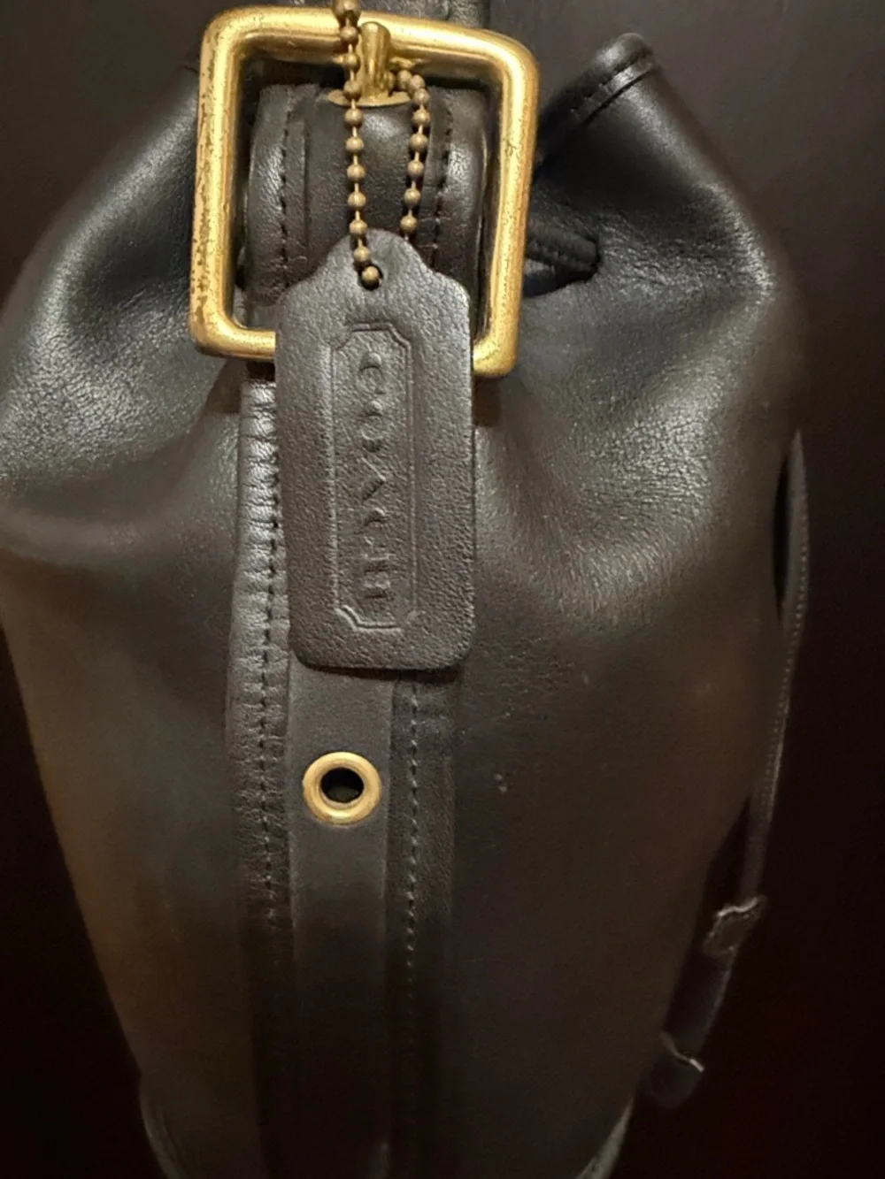 Authenic Coach Black cowhide Leather bucket purse with drawstrings. - Picture 10 of 11